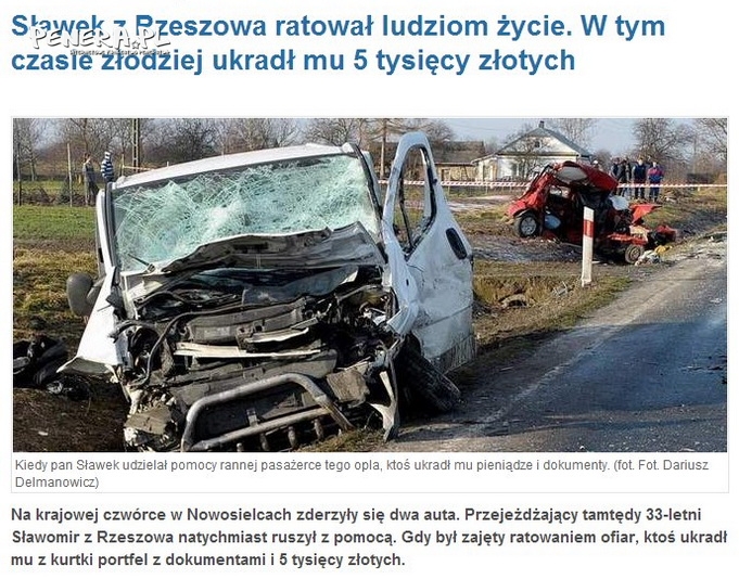 Okradli go gdy ratował ludzi Okradli go gdy ratował ludzi