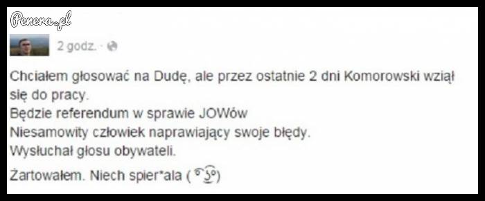Chciał głosować na Dudę