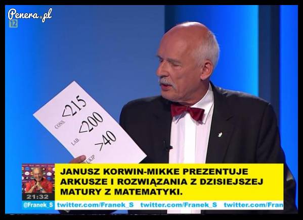 Korwin prezentuje arkusze z matury
