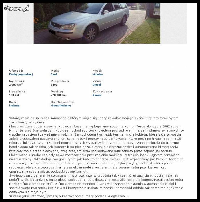 Mondeo sprzedam - krótka historia auta :D