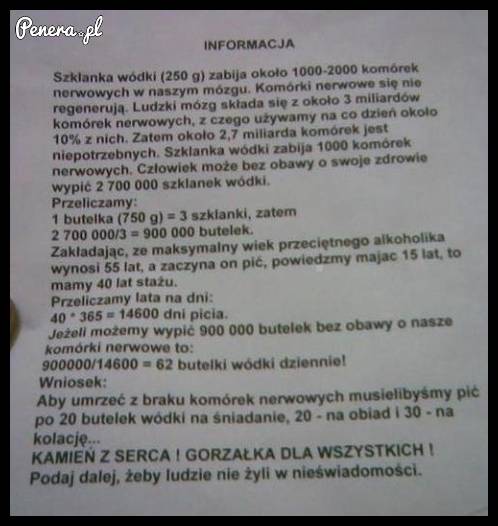 Okazuje się że wódkę można pić do oporu