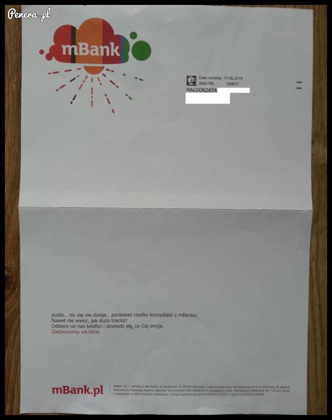 Oficjalne pismo z mbanku