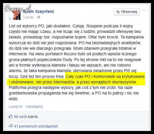 Szejnfeld to już całkiem odpłynął