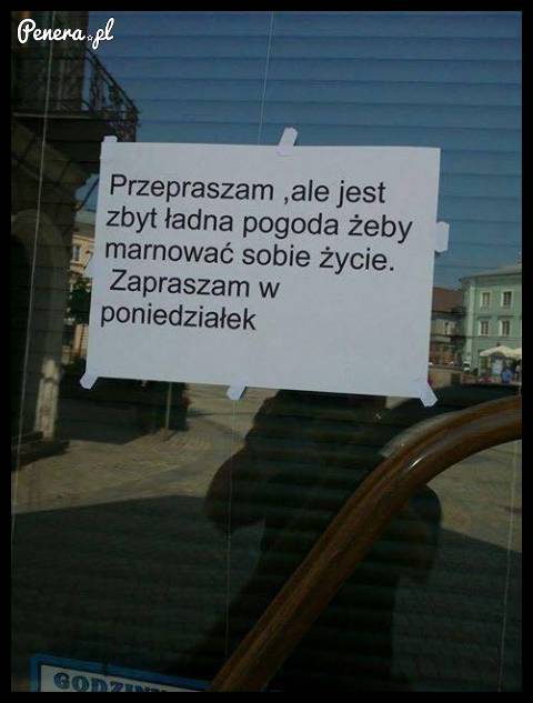 Zbyt ładna pogoda żeby marnować życie