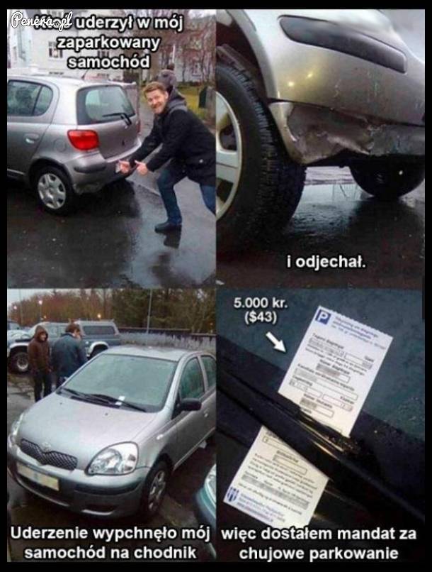 Uderzyli w jego samochód a on dostał mandat