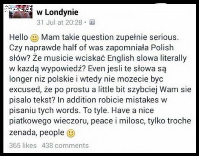 Apel do idiotów którzy szybko zaczynają zapominać o języku polskim