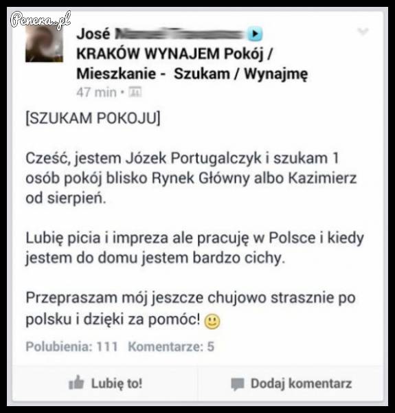 Józek Portugalczyk szuka pokoju w Krakowie