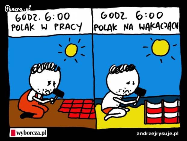 Polak w pracy i na urlopie
