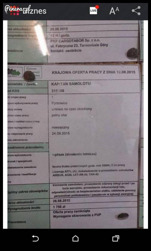 Praca dla Kapitana Samoloty za.....