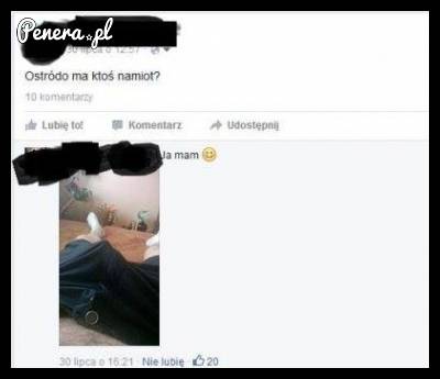 Szukała kogoś z namiotem w Ostródzie