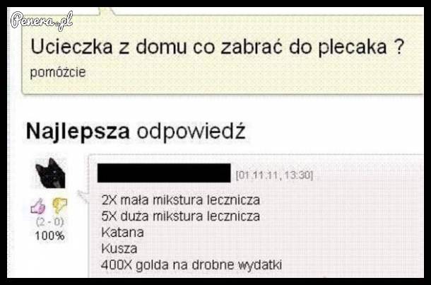 Ucieczka z domu...co zabrać?