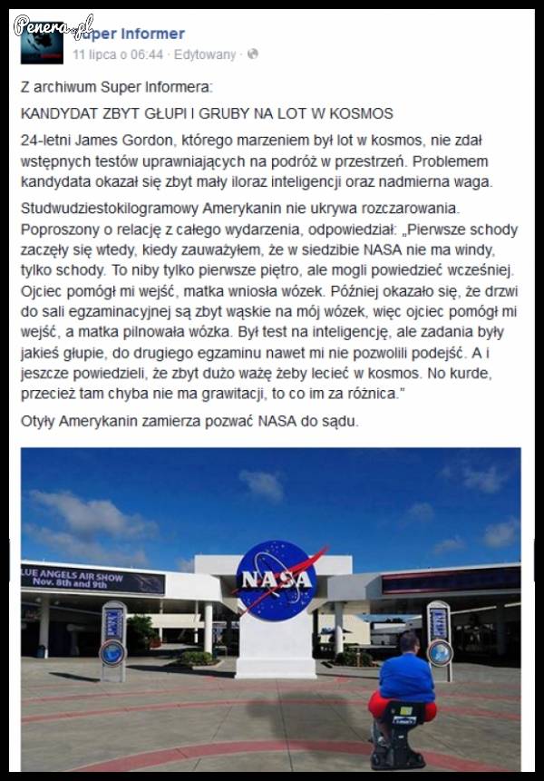 Gdy gruby amerykanin chce być astronautom to co robi?