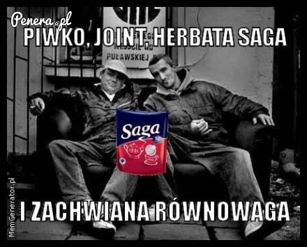 Piwko join i herbata Saga