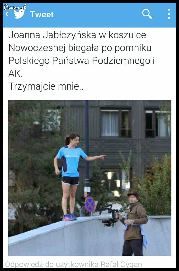 Jabłczyńska biegała po pomniku żeby nagrać spot wyborczy