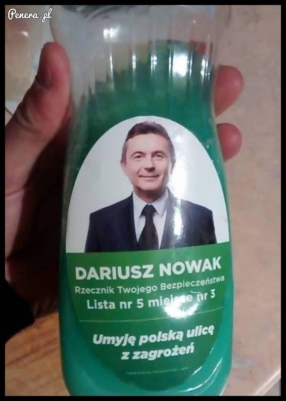 Płyn do mycia naczyń jako ulotka wyborcza