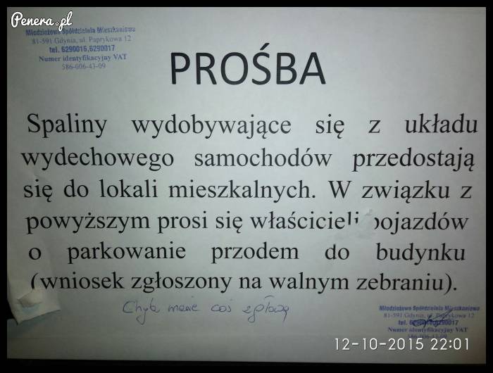 Spaliny przeszkadzają dlatego trzeba inaczej parkować