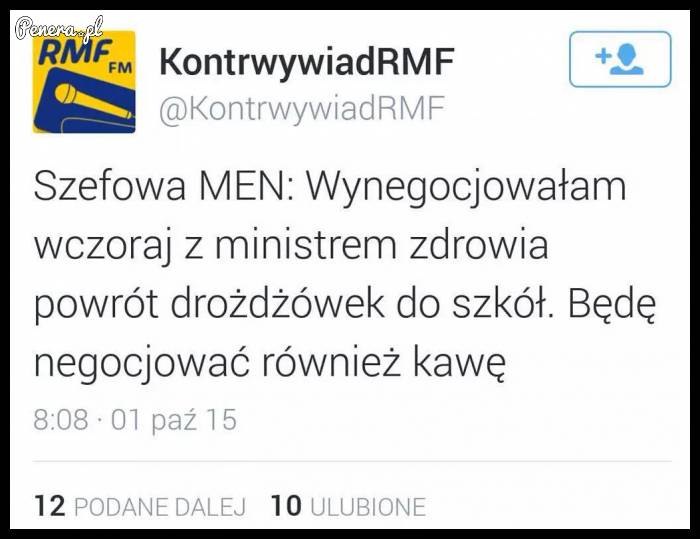 Szefowa MEN wynegocjowała z ministrem drożdżówki może uda się też z kawą