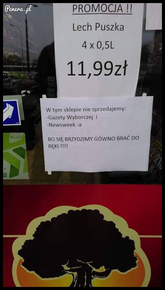 Takie ogłoszenie na sklepie!