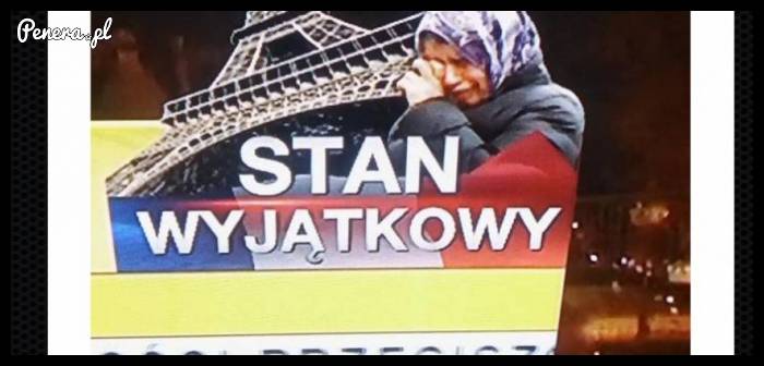 Płacząca muzułmanka w grafice TVNu