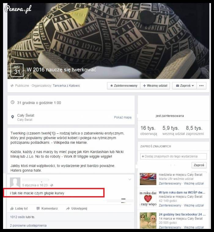 Mocny pocisk na głupim fanpageu