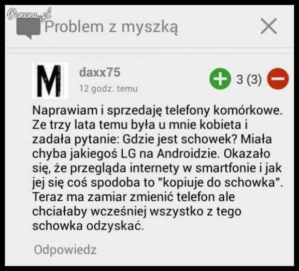 Problem ze schowkiem w telefonie
