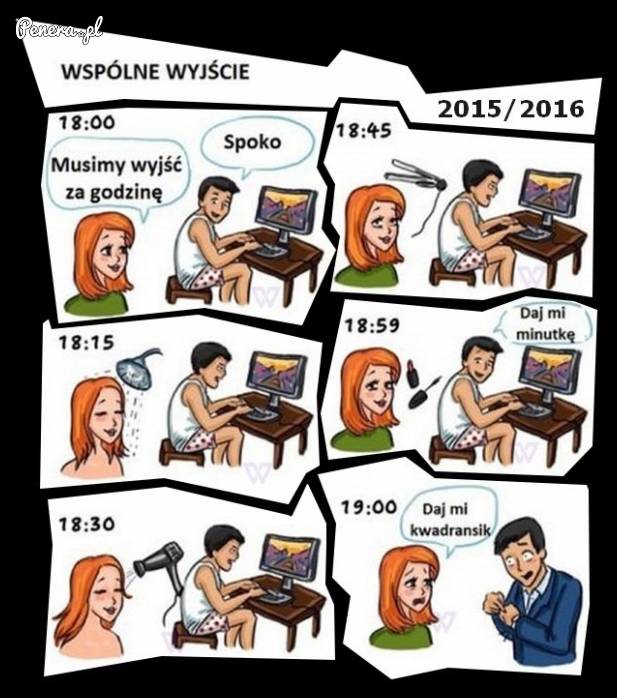 Przygotowanie do wyjścia - kobiety kontra mężczyźni