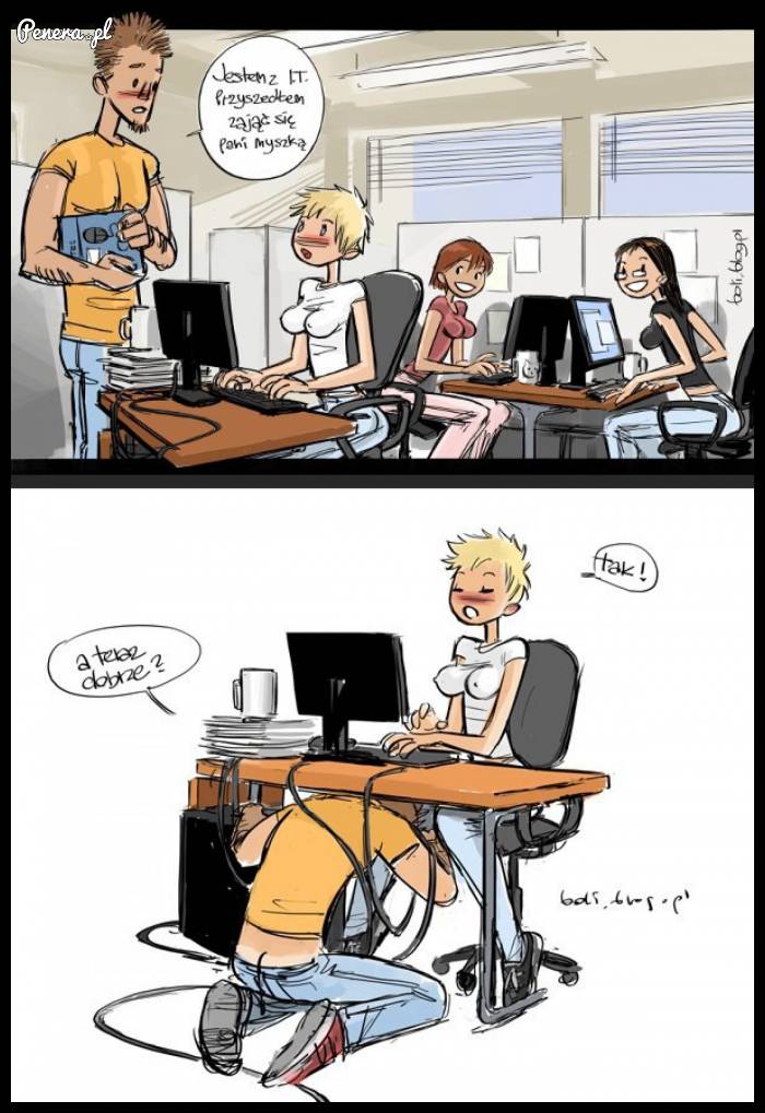 Dział IT sprawdza działanie myszki