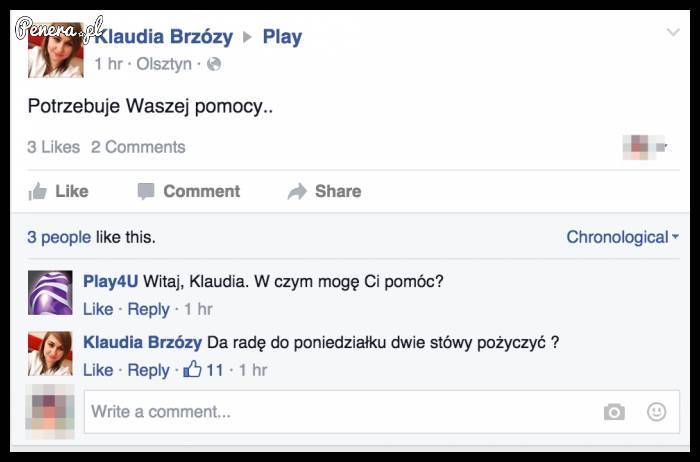 Klaudia potrzebowała pomocy od Playa