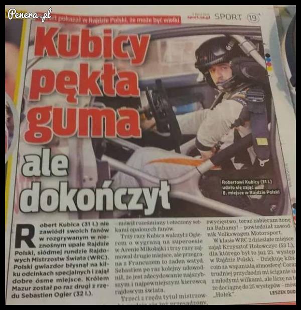 Kubicy pękła guma