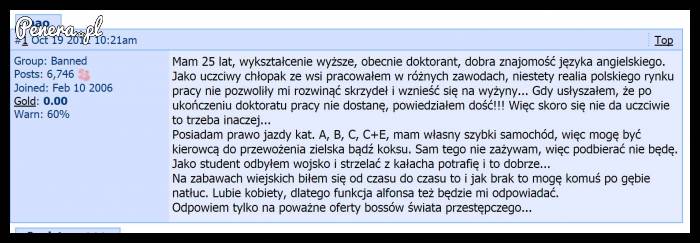 Podejmę współpracę ze światem przestępczym