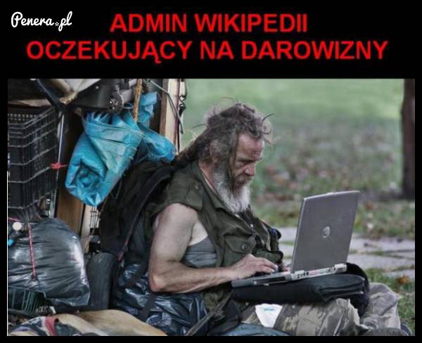 Admin wikipedii oczekujący na darowizny