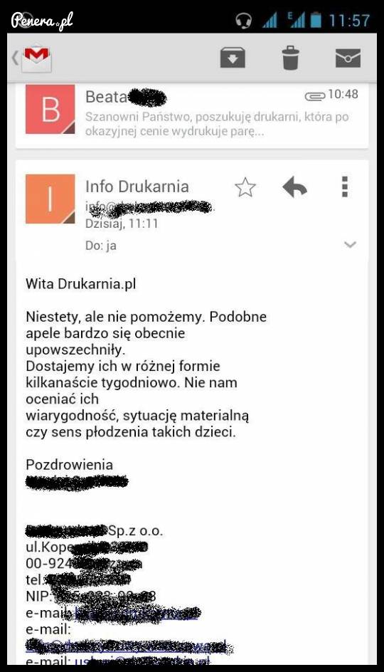 Chamska odpowiedź z drukarni