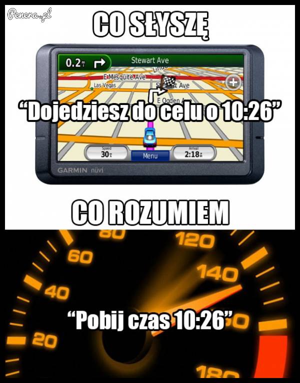 Gdy słyszę z nawigacji o której dojadę do celu