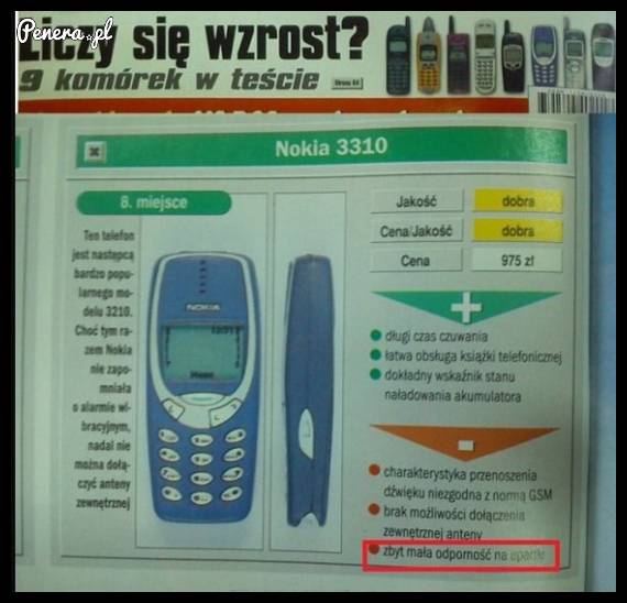 To była ponoć wada Nokii 3310