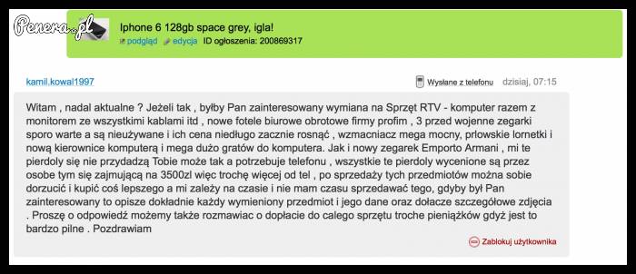 Weź tu wystaw iPhona do sprzedaży