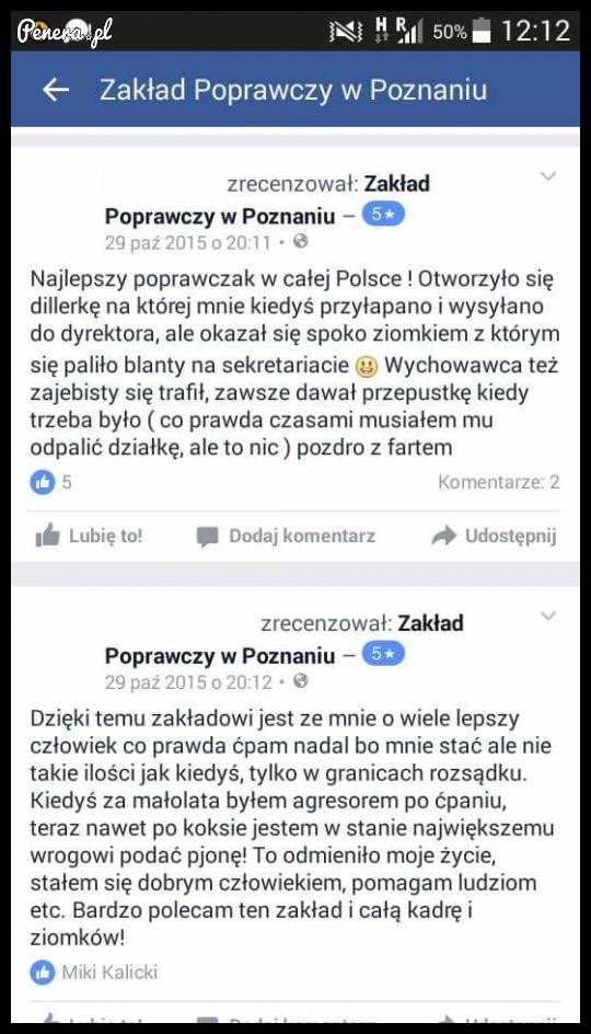 Zakład Poprawczy w Poznaniu ma świetne opinie na fejsie