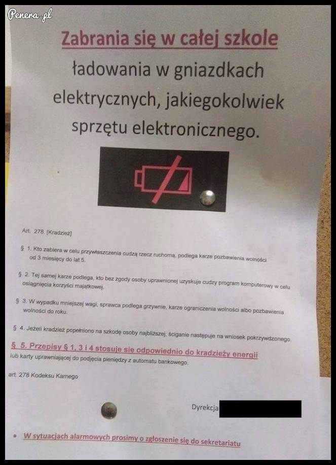 Koniec z bezkarnym ładowaniem telefonów w szkole