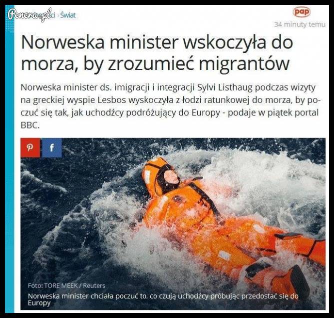 Norweska minister wskoczyła do morza