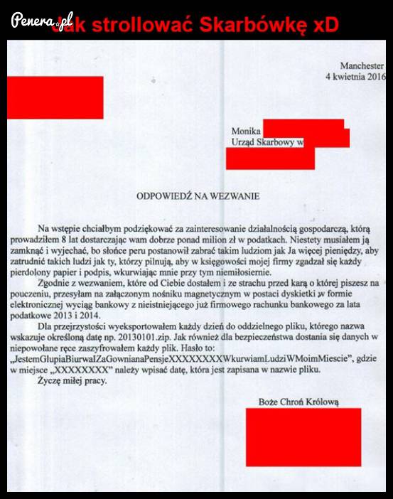 Tak się odpisuje Skarbówce!