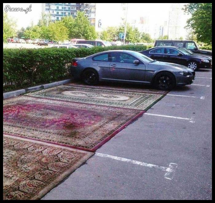 Dywanowy parking dla samochodów
