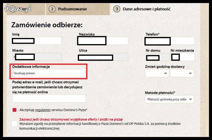 Kiedy student prawa zamawia pizzę
