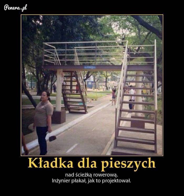 Kładka dla pieszych nad ścieżką rowerową