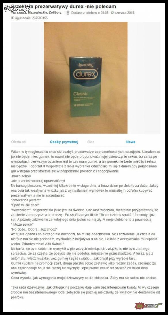 Ktoś tu chyba nie lubi prezerwatyw durexa