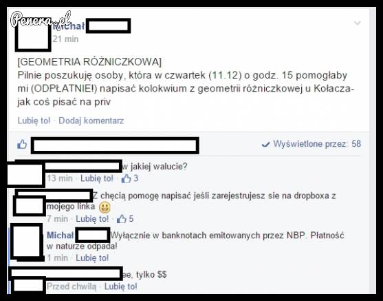 Poszukiwany ktoś do napisania kolokwium