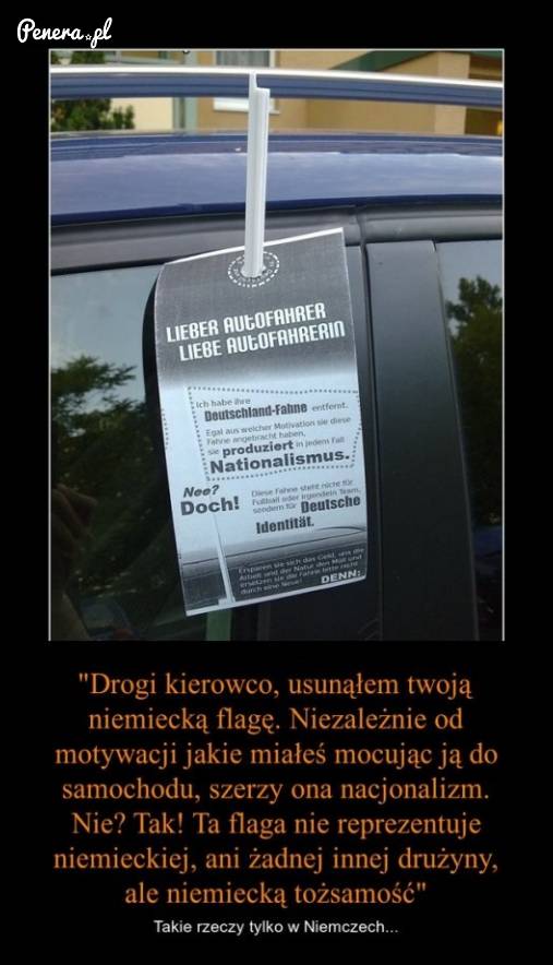 W Niemczech ktoś zaczął wyłamywać flagi z samochodów