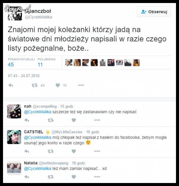 Ci co jadą na światowe dni młodzieży piszą listy pożegnalne