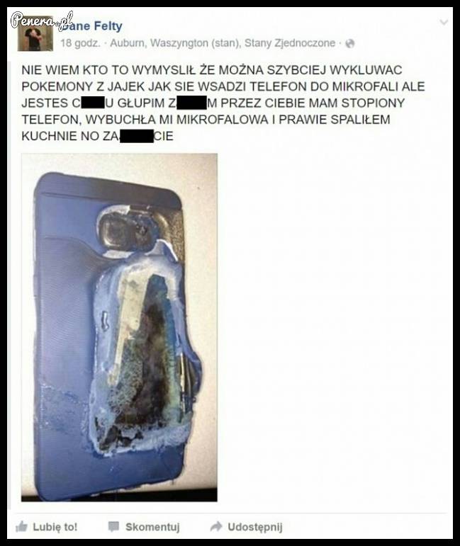 Gość serio postanowił wstawić telefon do mikrofali?