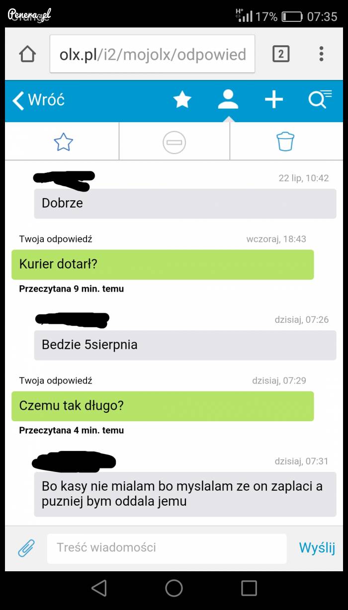 Kobita zamówiła sobie telefon