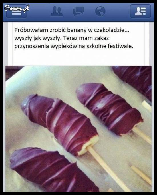 Próbowała zrobić banany w czekoladzie