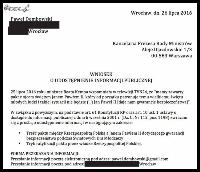 Prośba o udostępnienie informacji publicznej!